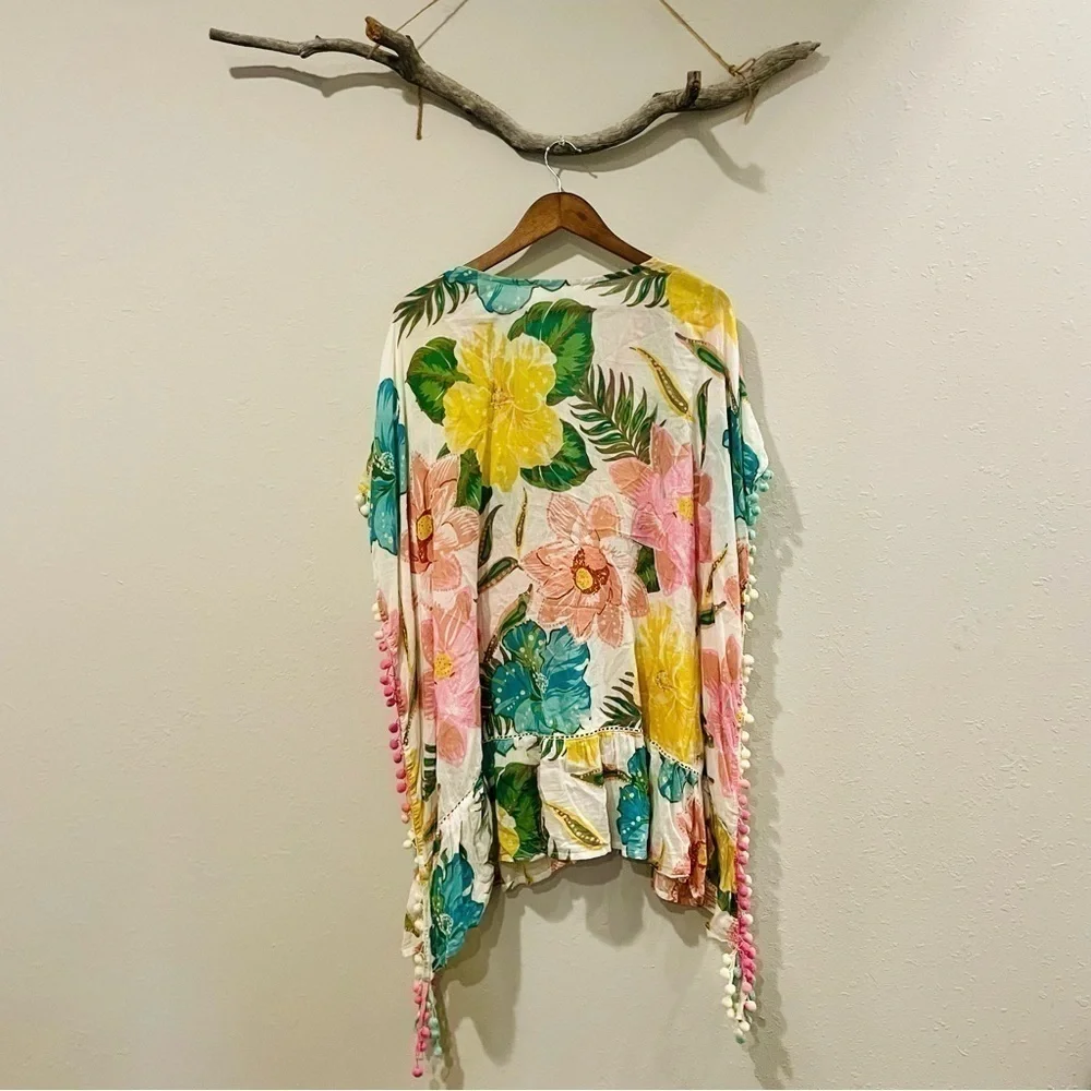 Z&L Europe Tropical Floral Pom Pom Swim Cover